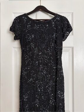 Pisarro Nights Black Beaded Evening Dress, Size 6